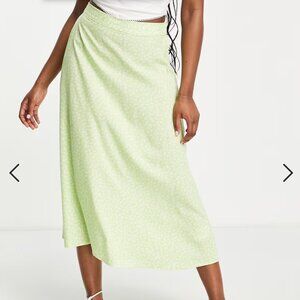 Monki Green Floral Midi Skirt